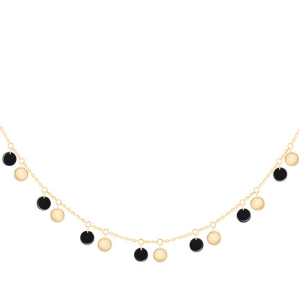 Collier La Brune & La Blonde 22 Onyx & Pyrite Or Jaune