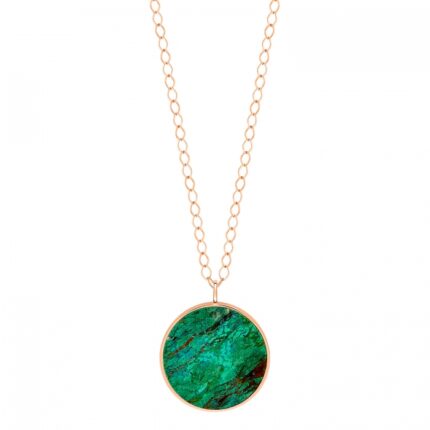 Necklace Ginette NY JUMBO EVER CHRYSOCOLLE DISC ON CHAIN