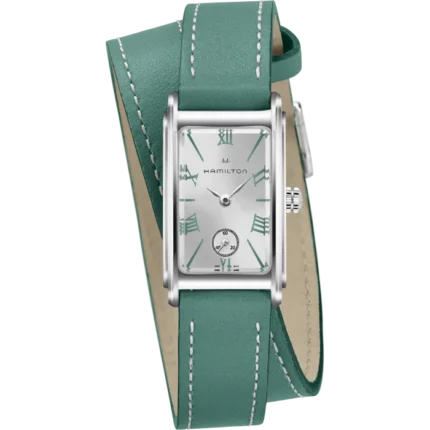 Montre Hamilton American Classic Ardmore Quartz Cadran Blanc Bracelet Double Cuir Vert