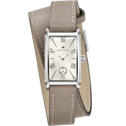 Montre Hamilton American Classic Ardmore Quartz Cadran Blanc Bracelet Double Cuir Brun