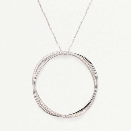 Collier Poiray Tresse Or Blanc Pavé Diamants