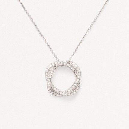 Collier Poiray Tresse Or Blanc Pavé Diamants