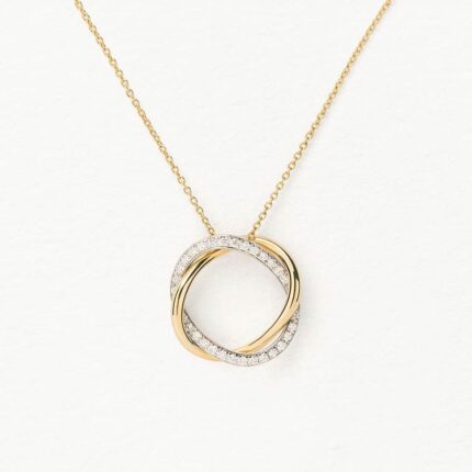 Collier Poiray Tresse Or Jaune & Or Blanc Pavé Diamants