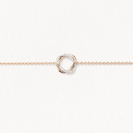 Bracelet Poiray Tresse Or Rose & Or Blanc Pavé Diamants