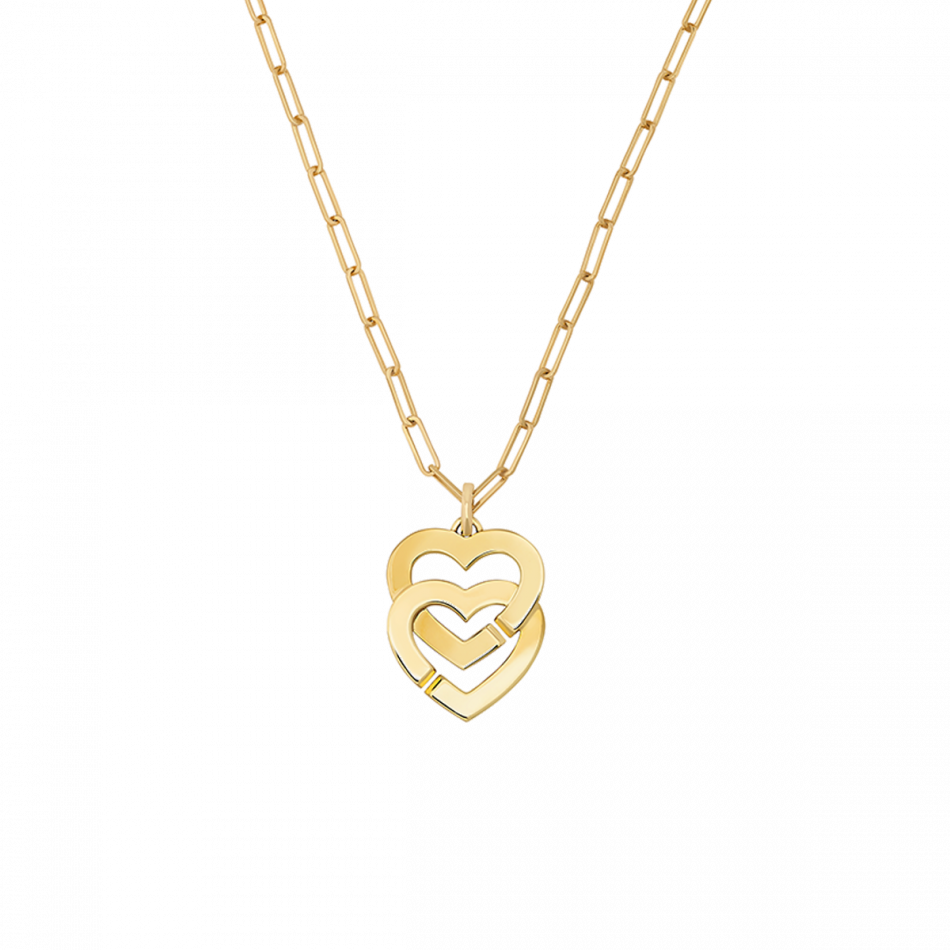 Double Hearts R15 yellow gold pendant on chain