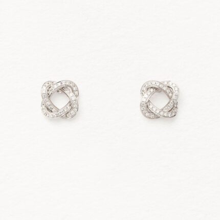 Boucles d'Oreilles Poiray Tresse Or Blanc Pavée Diamants