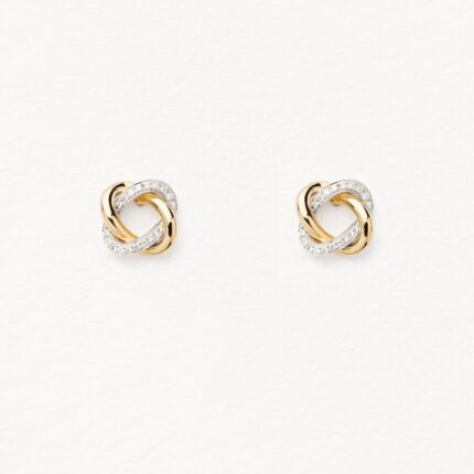 Boucles d'Oreilles Poiray Tresse Or Jaune & Or Blanc Pavée Diamants
