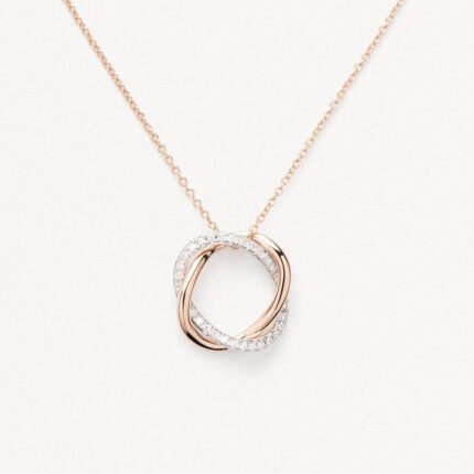 Collier Poiray Tresse Or Rose & Or Blanc Pavé Diamants