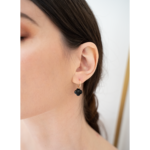 Boucles d'Oreilles Morganne Bello Petit Trèfle Onyx Or Rose – Image 2