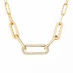 Collier Maillon L or jaune et diamants