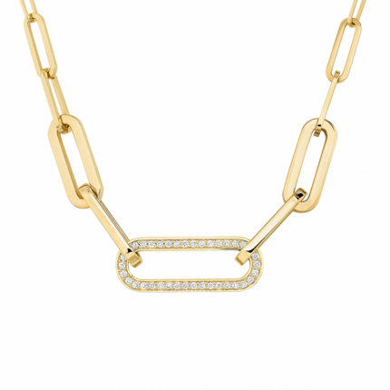 Collier Maillon L or jaune et diamants