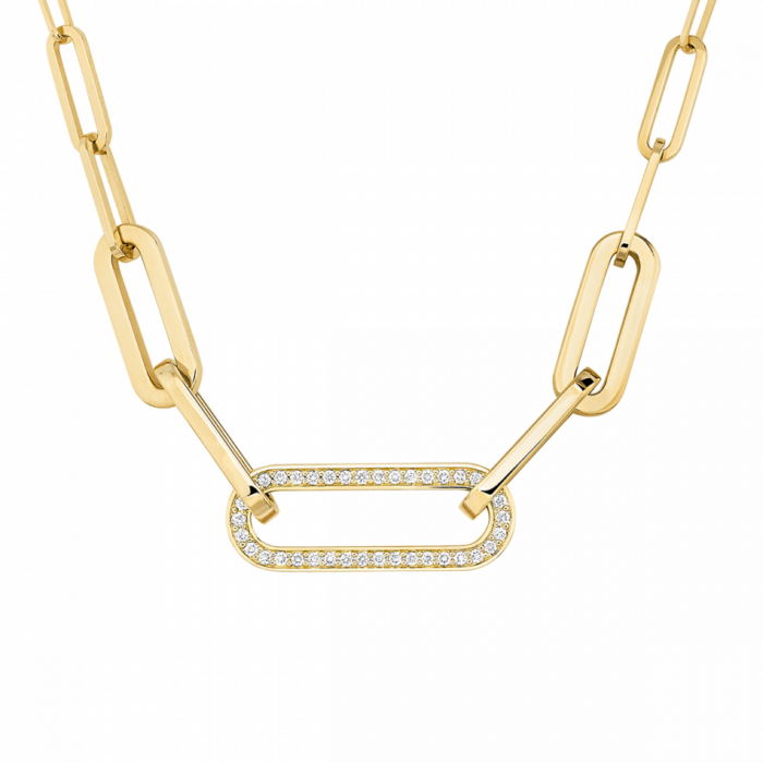 Collier Maillon L or jaune et diamants