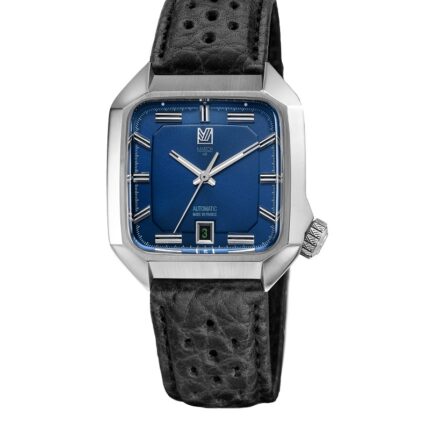 Montre MARCH LA.B AM2 Automatique 39 mm Navy Bracelet en buffle noir perforé