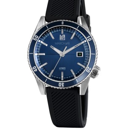 Montre MARCH LA.B Bonzer Automatique Cadran Double Blue Bracelet Silicone Noir