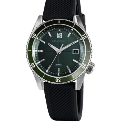 Montre MARCH LA.B Bonzer Automatique Cadran Double Green Bracelet Silicone Noir