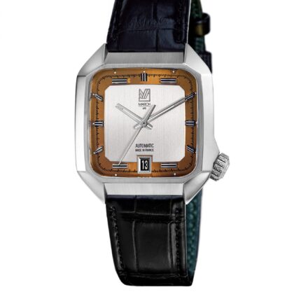 Montre MARCH LA.B AM2 Slim Shelter Auto Cadran Argenté Bracelet Cuir 36MM