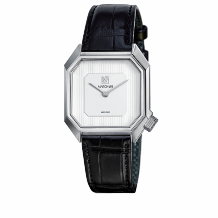 Montre MARCH LA.B Mansart Automatique Cadran White Bracelet Alligator Noir