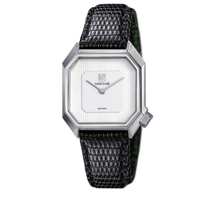 Montre MARCH LA.B Mansart Automatique Cadran White Bracelet Lézard Noir