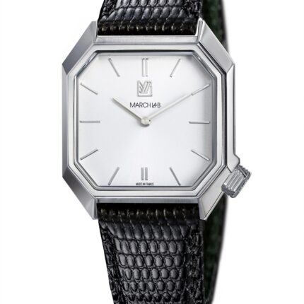 Montre MARCH LA.B Mansart Electrique White bracelet Lézard Noir