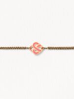 Bracelet Poiray Coeur Entrelacé Or Jaune Et Émail Corail