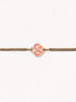 Bracelet Poiray Coeur Entrelacé Or Jaune Et Émail Corail