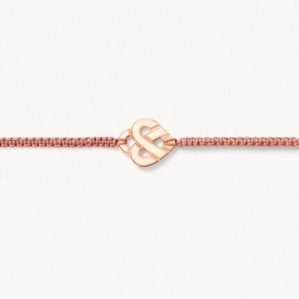 Bracelet Poiray Coeur Entrelacé Or Rose Et Émail Ivoire