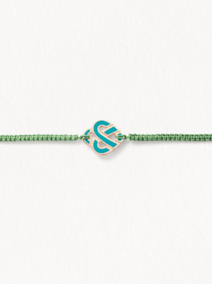 Bracelet Poiray Coeur Entrelacé Or Rose Et Émail bleu céladon