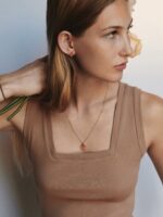 Collier Poiray Coeur Entrelacé Petit Modèle Or Jaune Et Émail Corail