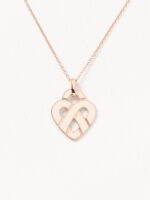 Pendentif Poiray Coeur Entrelacé Moyen Modèle Or Rose Et Émail Ivoire