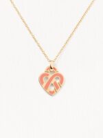 Collier Poiray Coeur Entrelacé Petit Modèle Or Jaune Et Émail Corail