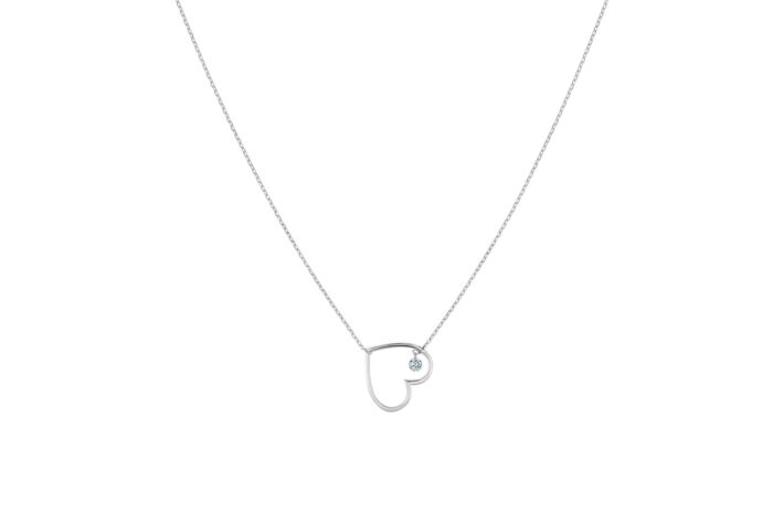 Collier La Brune & La Blonde POP EN PLEIN COEUR DIAMANT – OR BLANC 0.07 carat