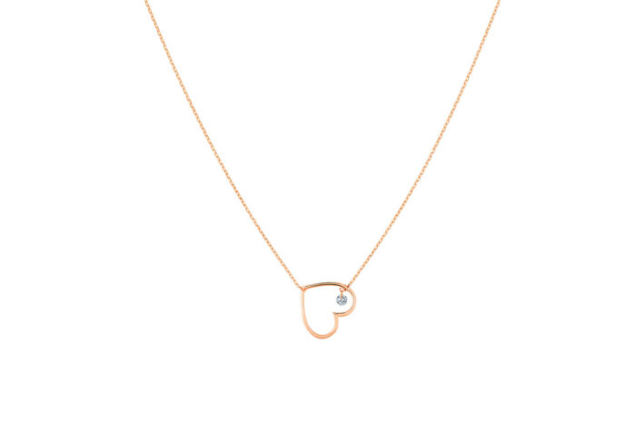 Collier La Brune & La Blonde POP EN PLEIN COEUR DIAMANT – OR ROSE 0.07 carat