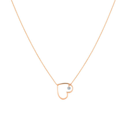 Collier La Brune & La Blonde Pop En Plein Coeur Diamant Or Rose