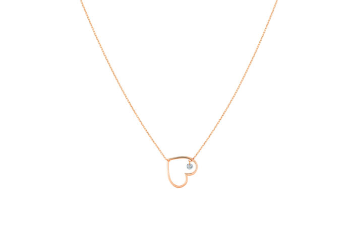 Collier La Brune & La Blonde Pop En Plein Coeur Diamant Or Rose