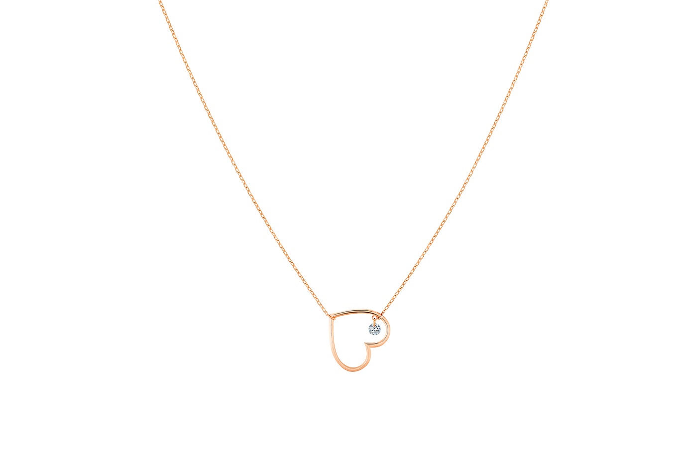 Collier La Brune & La Blonde Pop En Plein Coeur Diamant Or Rose