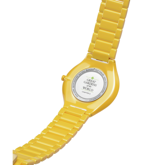 Montre Rado True Thinline Great Gardens of The World Cadran Jaune Bracelet Céramique 39MM