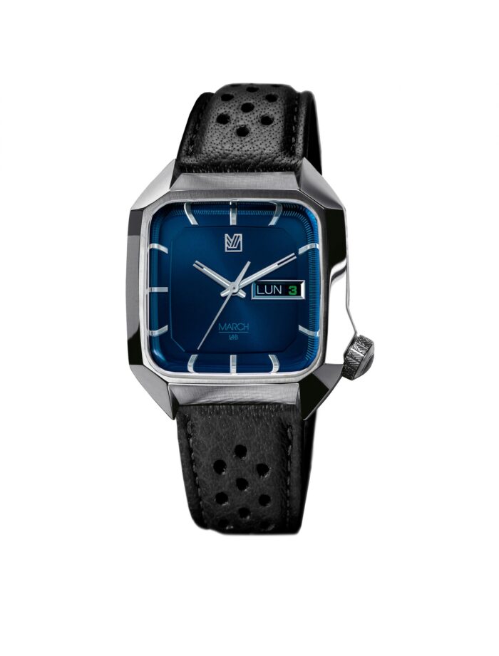 Montre MARCH LA.B AM2 Electrique 39mm Cadran Ocean Bracelet Buffle Perforé Noir