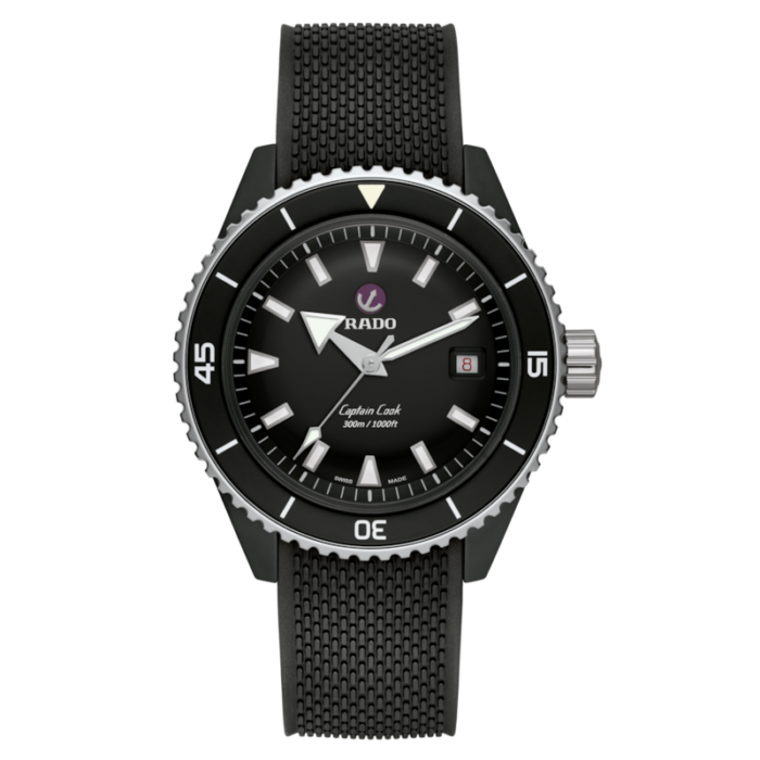 Montre Rado Captain Cook Auto High Tech Ceramic Diver Cadran Noir Bracelet Caoutchouc 43MM