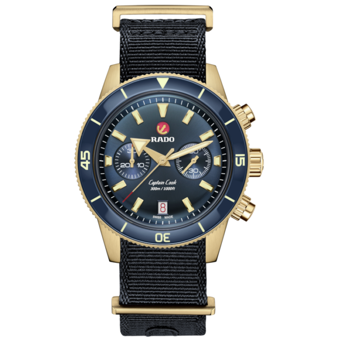 Montre Rado Captain Cook Automatic Chronograph Cadran Bleu Gold 43MM