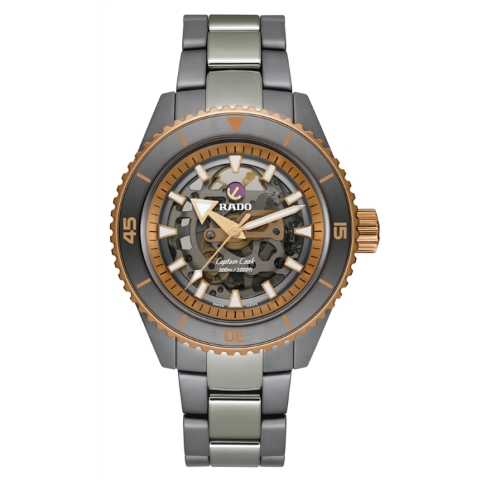 Montre Rado Captain Cook Auto High Tech Ceramic Skeleton Cadran Gris Bracelet Céramique 43MM