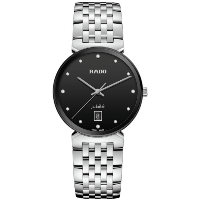 Montre Rado Florence Classic 12 Diamonds Quartz Cadran Noir Bracelet Acier 38MM