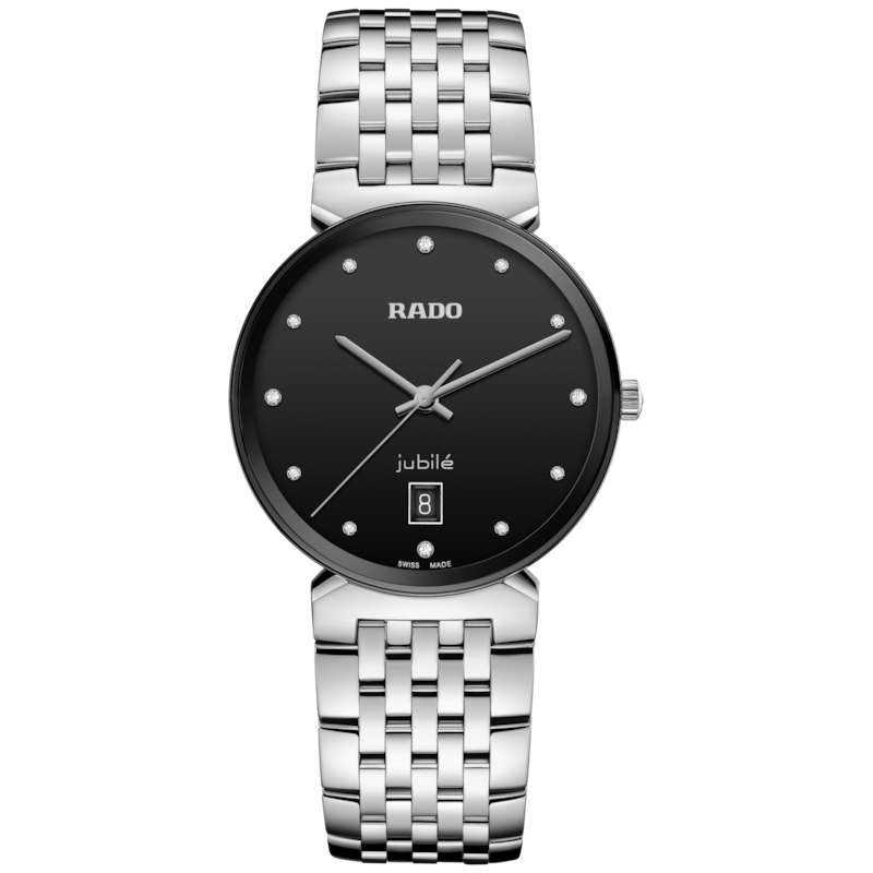 Watch Rado Florence  Classic 12 Diamonds Quartz Black Dial Bracelet Steel 38MM