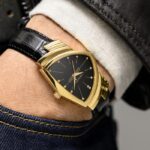 Montre Hamilton Ventura Chrono Quartz Cadran Noir Bracelet Cuir