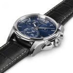 Montre Hamilton Jazzmaster Chrono Quartz Cadran Bleu Bracelet Cuir 42MM