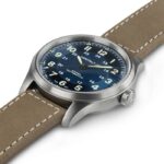 Montre Hamilton Khaki Field Titanium Auto Cadran Bleu Bracelet Cuir