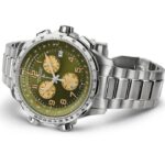 Montre Hamilton Khaki Aviation X-WIND GMT Chrono Quartz Cadran Vert Bracelet Acier 46MM