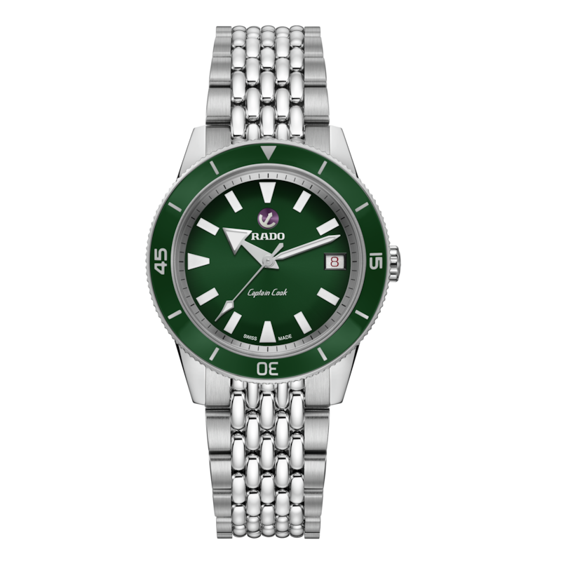 Rado Captain Cook Automatic Watch Green Dial Steel Bracelet 37MM