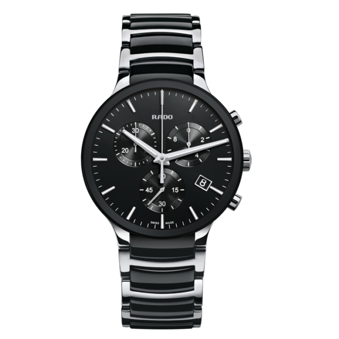Montre Rado Centrix Chronograph Quartz Cadran Noir Bracelet Acier 40MM