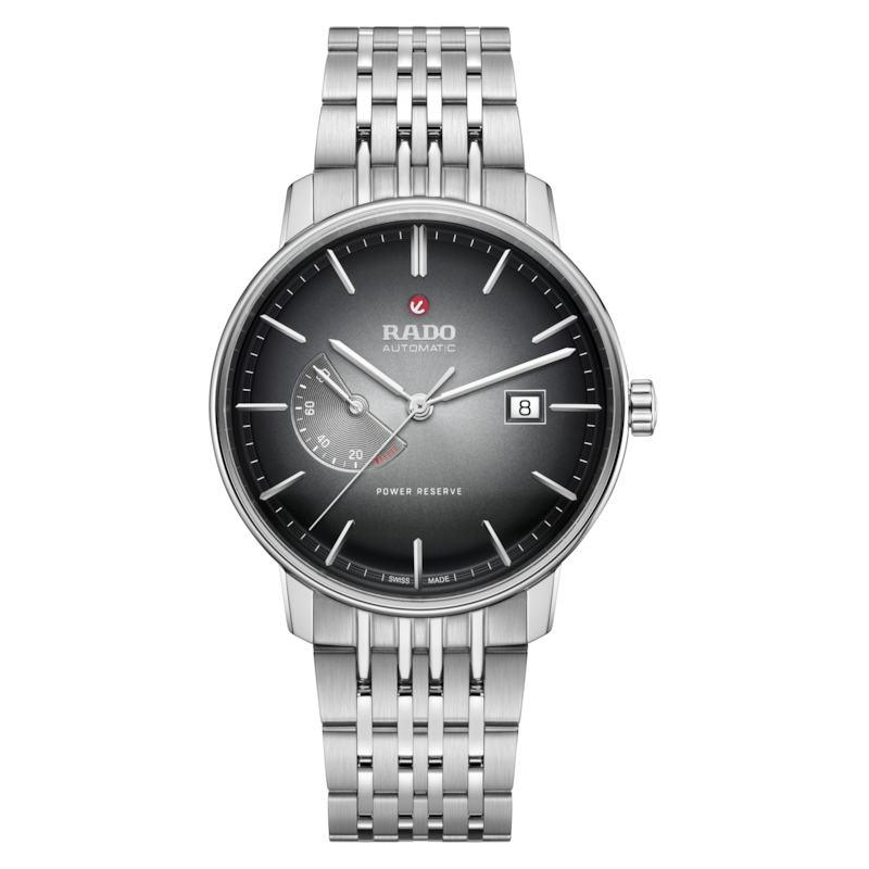 Rado Coupole Classic Automatic Power Reserve Watch Black Dial Steel Bracelet 41MM