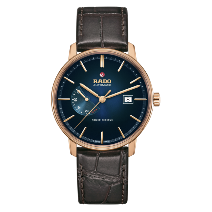 Montre Rado Coupole Classic Automatic Power Reserve Cadran Bleu Bracelet Cuir 41MM